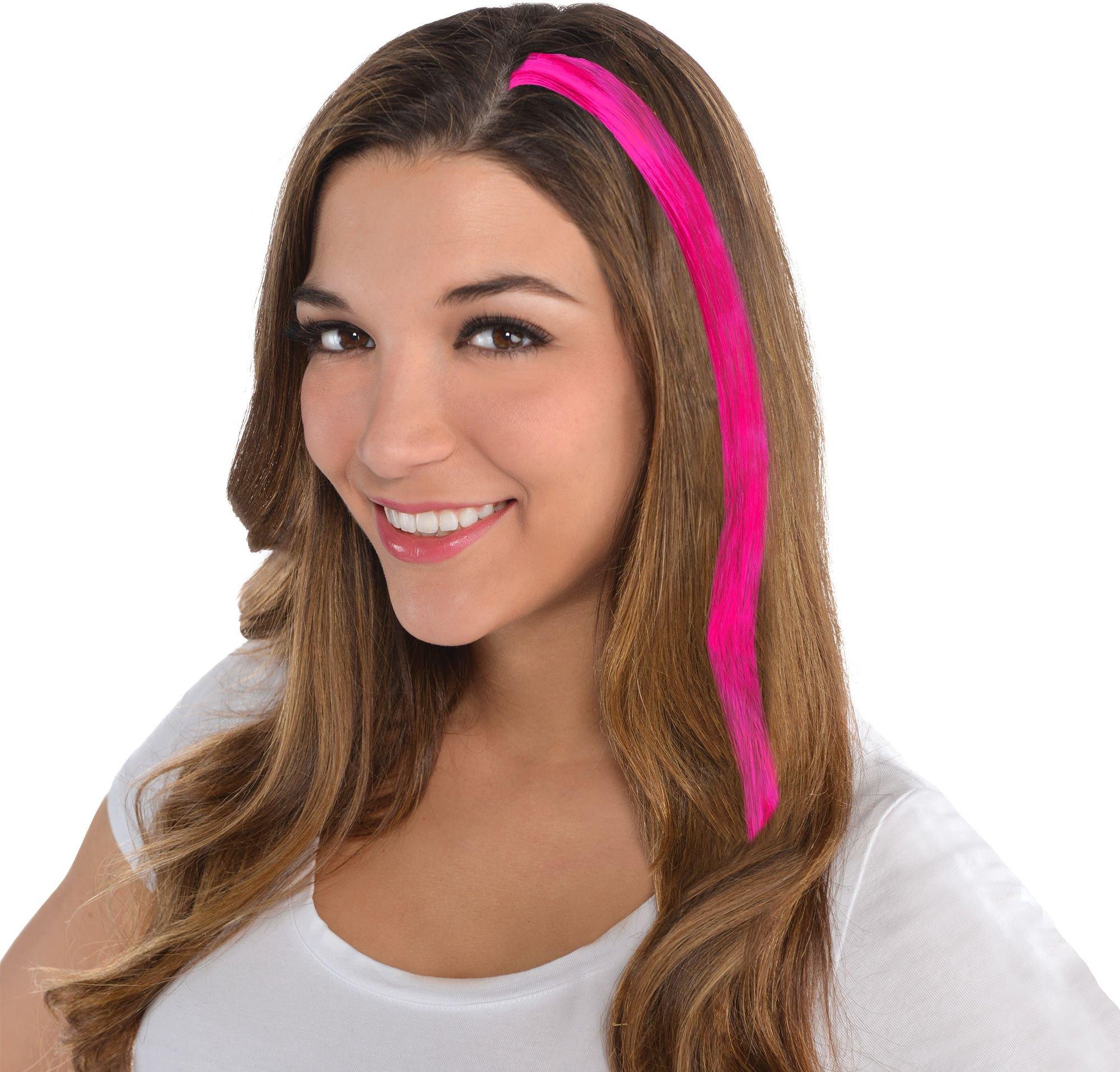 Short scene hair extensions [White/Pink bands]