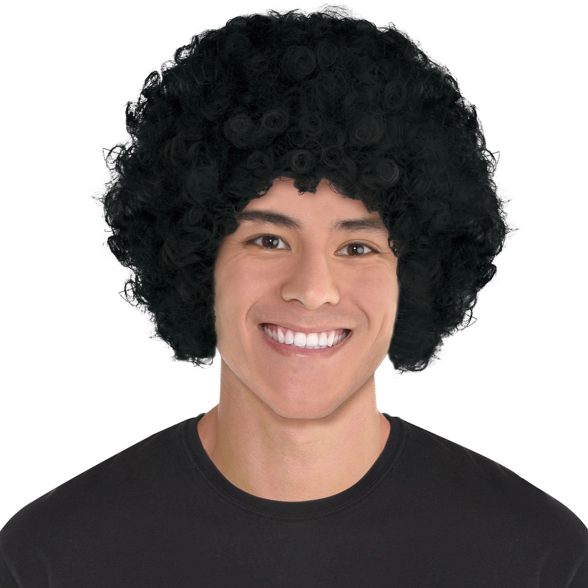 MIMAN Short Kinky Curly Human Hair Wig Natural Black Afro Wigs Men 70s  Disco Rocker Cosplay Costume Wigs 8 Inch Short Curly Hair Wig Mens  Halloween