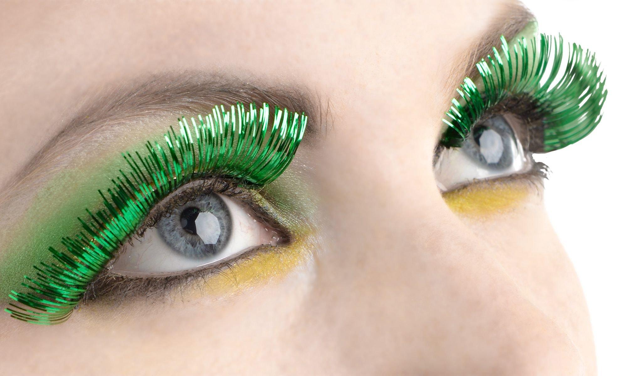 Green eyelashes on sale