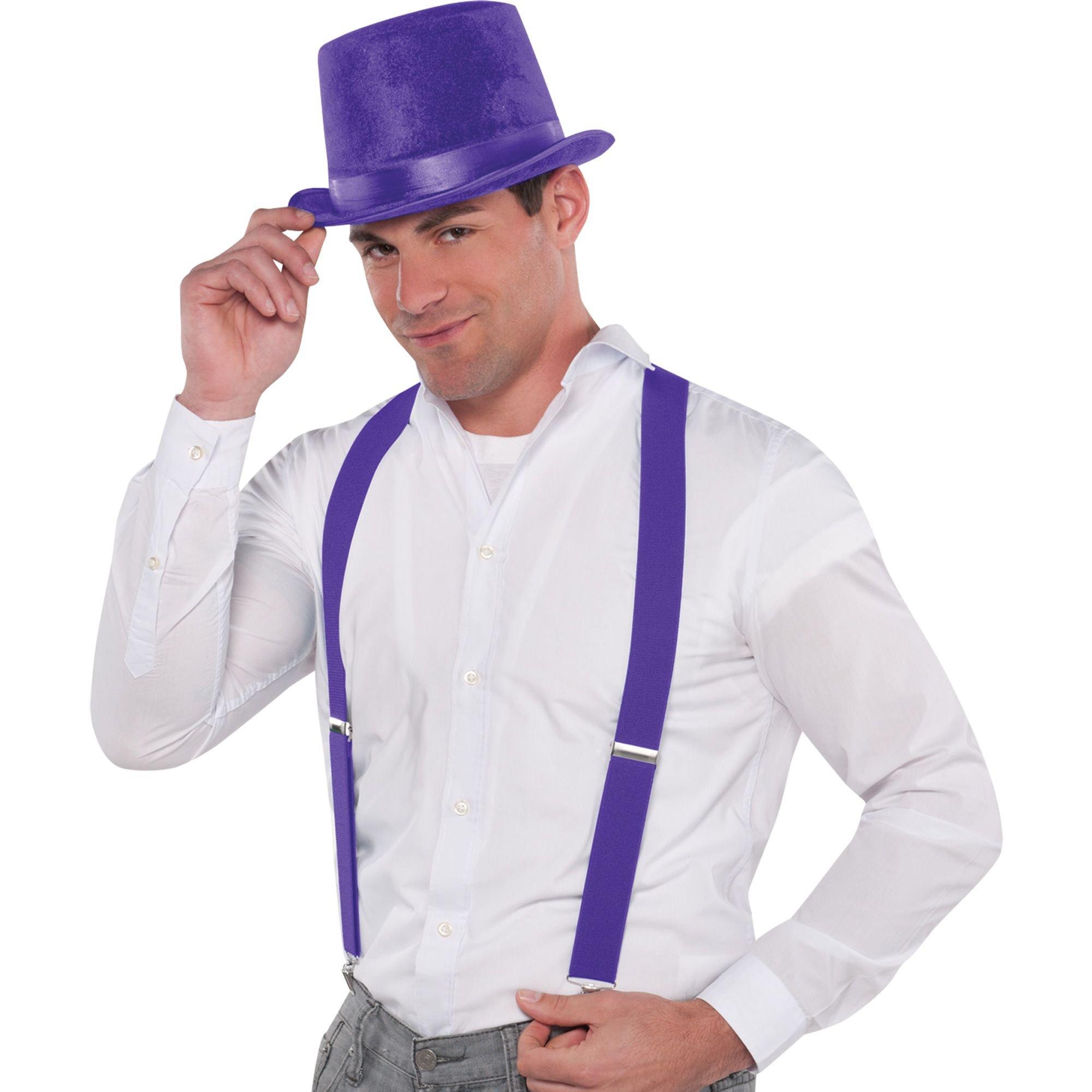 OOTD: CLASSIC BUTTON-DOWN SUSPENDERS  Purple dress shirt, White fitted  dress, Suspenders