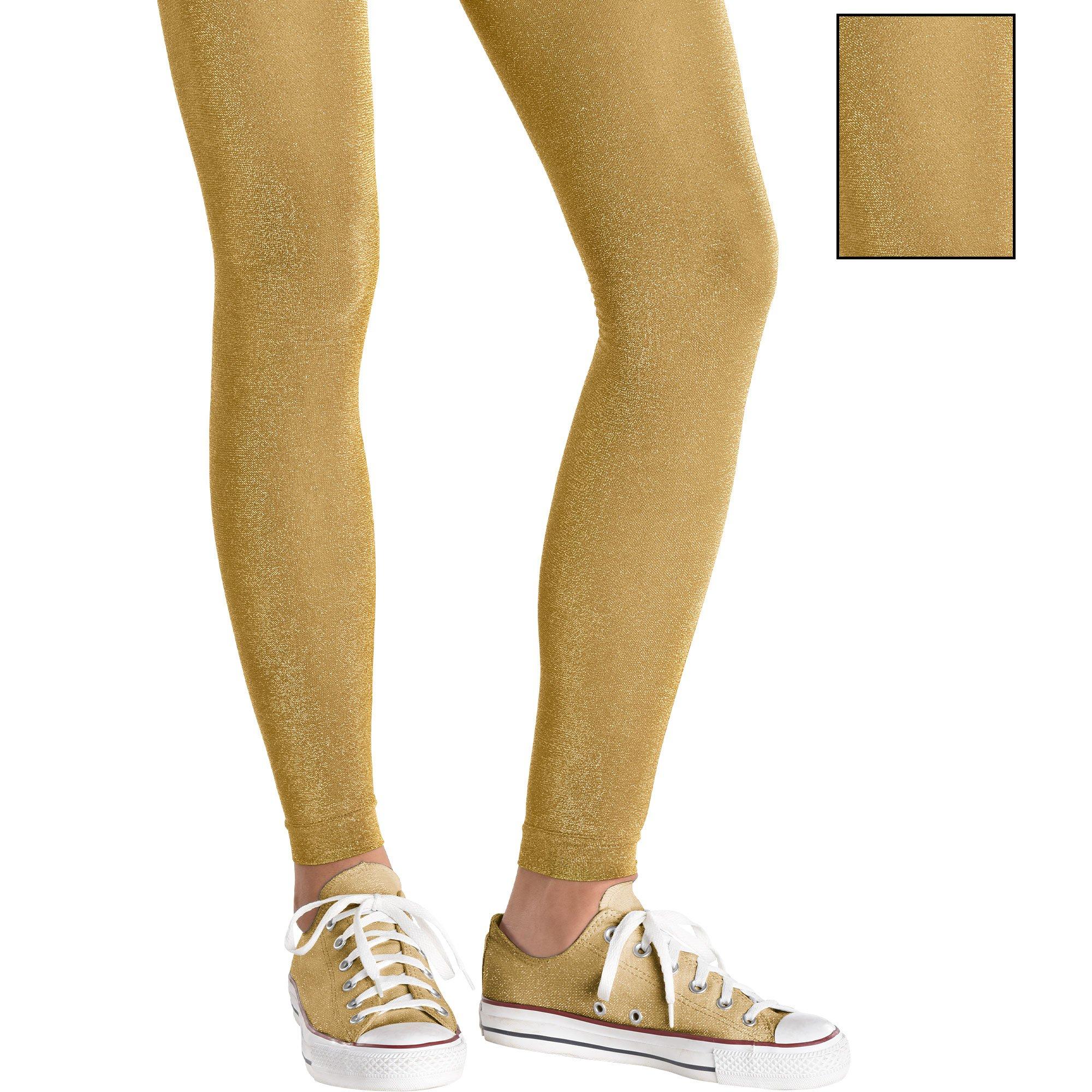 Girls Solid Gold Shimmer Leggings