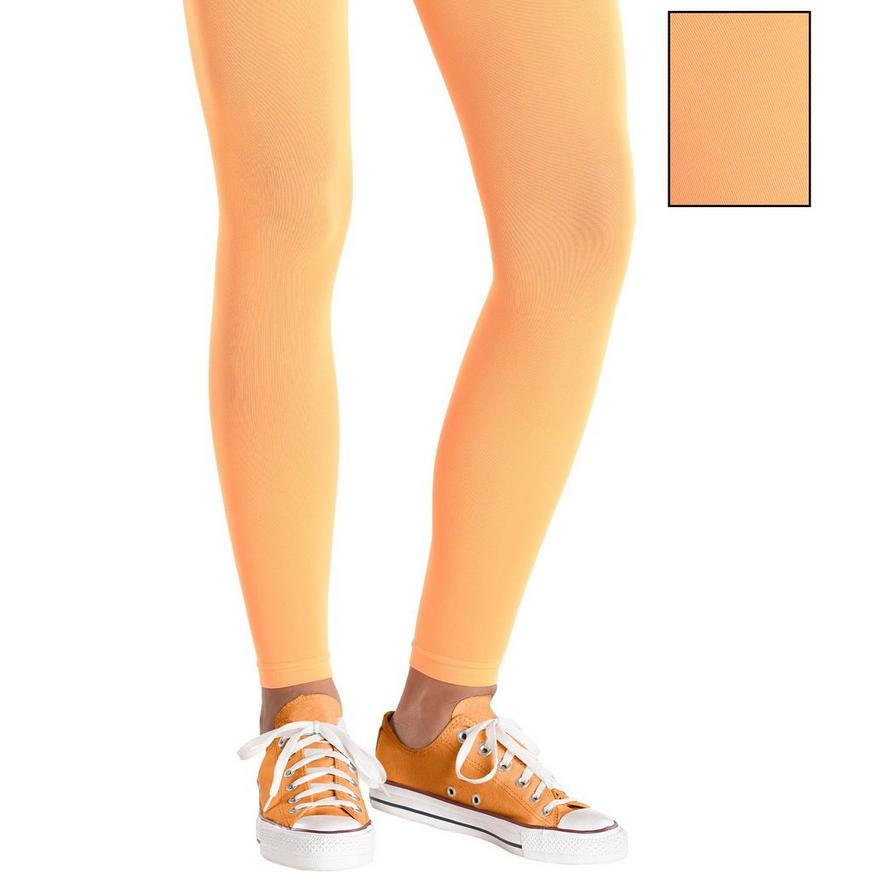 Adult Black Light Neon Orange Footless Tights