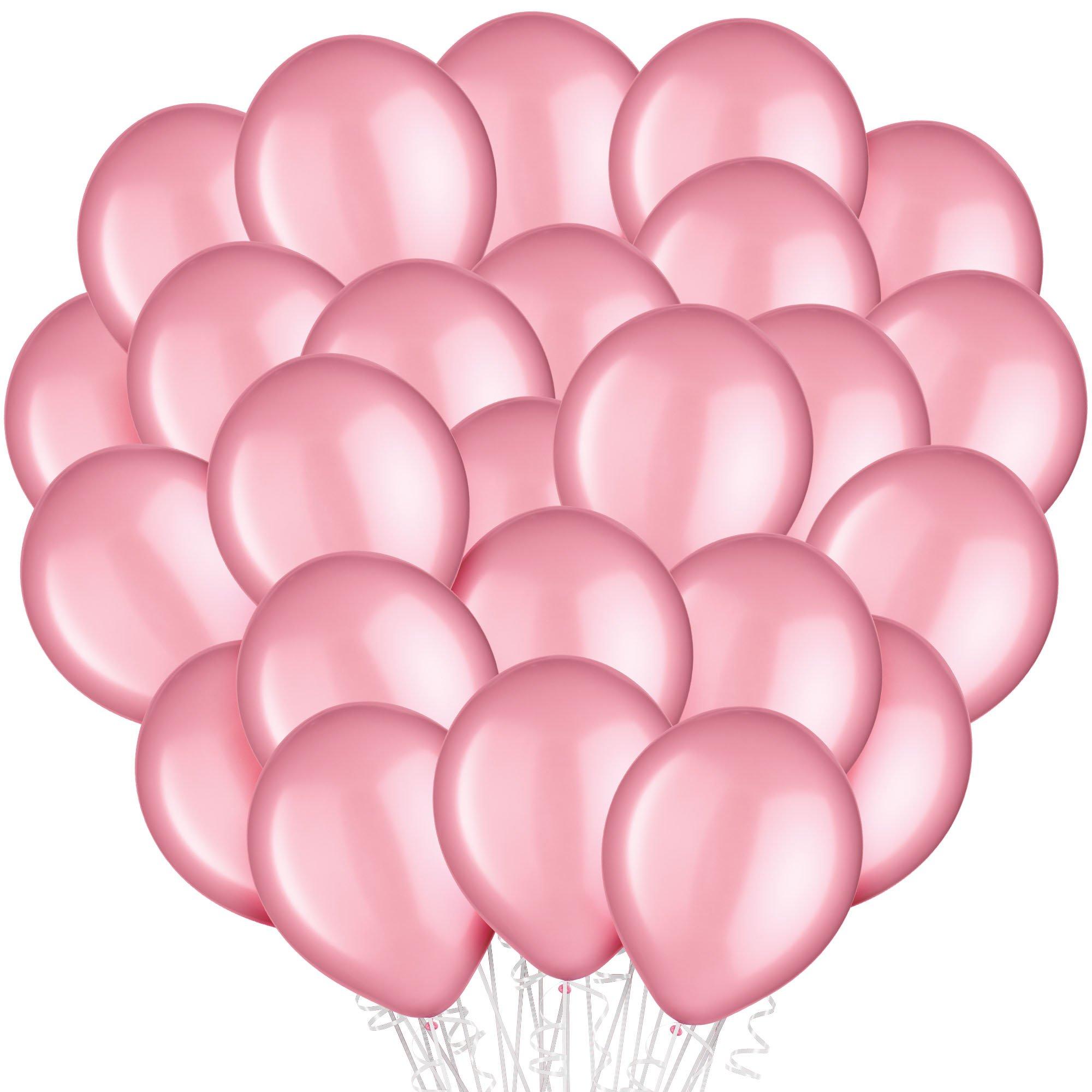  AnnoDeel 50 pcs 12inch Pink and White Balloons, Pearl