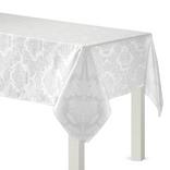 White Damask Fabric Tablecloth, 60in x 84in