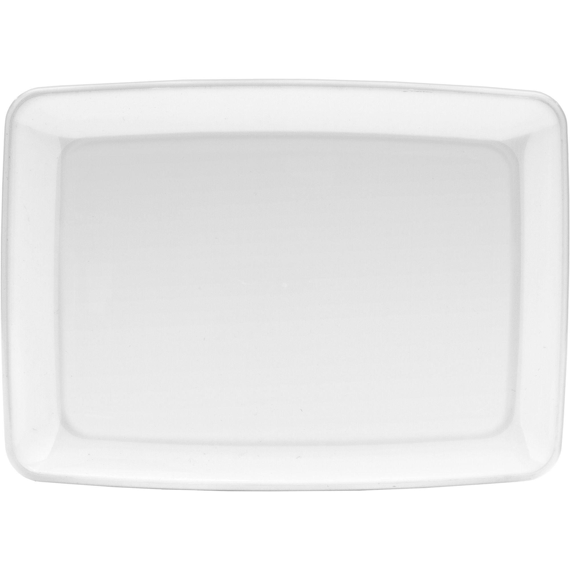 White rectangular serving outlet platter