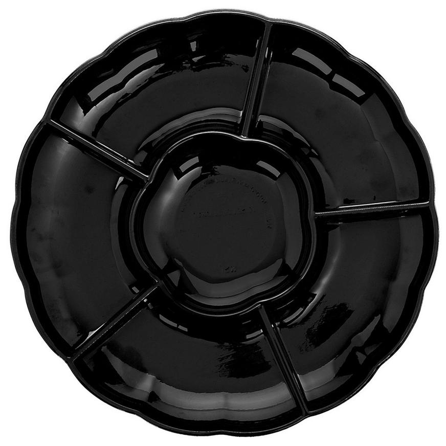 Black Plastic Scalloped Sectional Platter