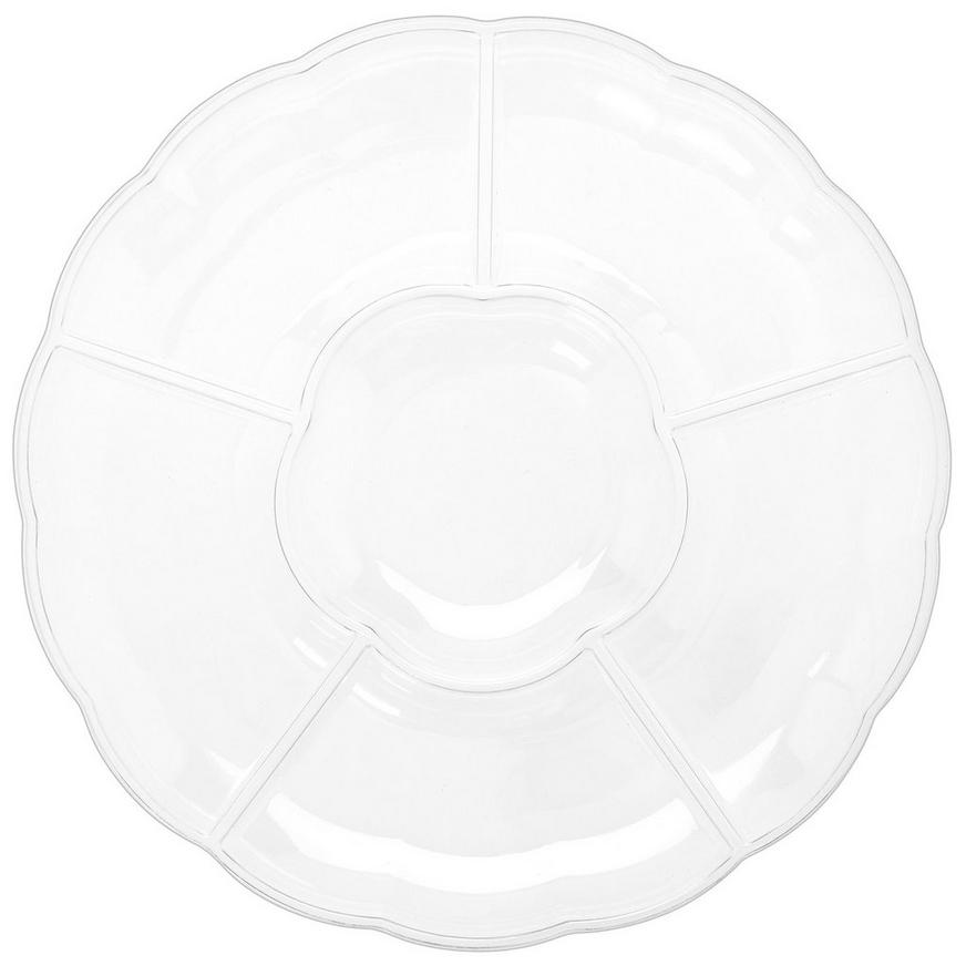 CLEAR Plastic Scalloped Sectional Platter
