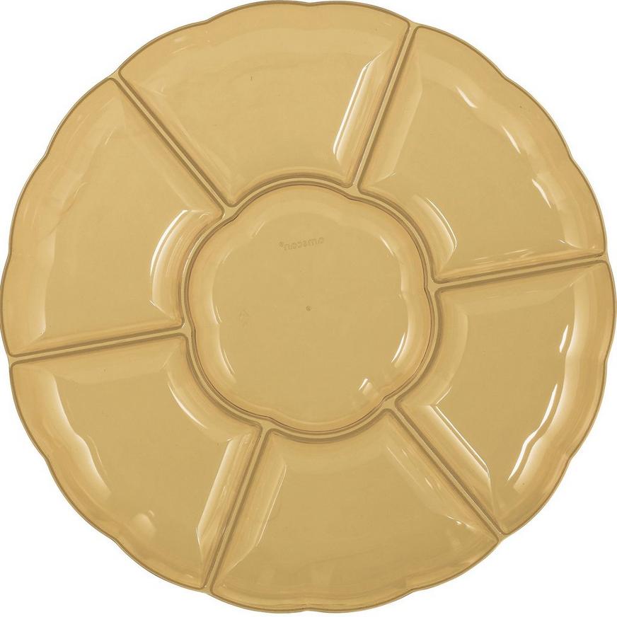 Gold Plastic Scalloped Sectional Platter