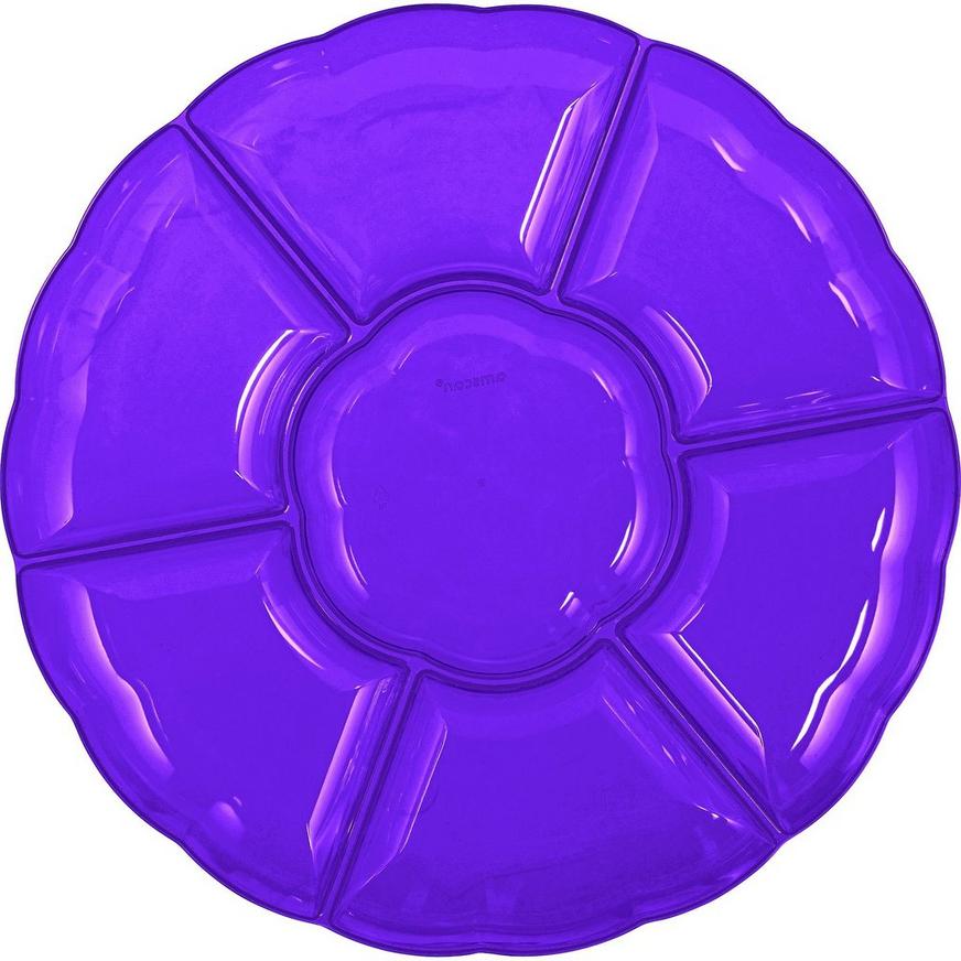 Purple Plastic Scalloped Sectional Platter