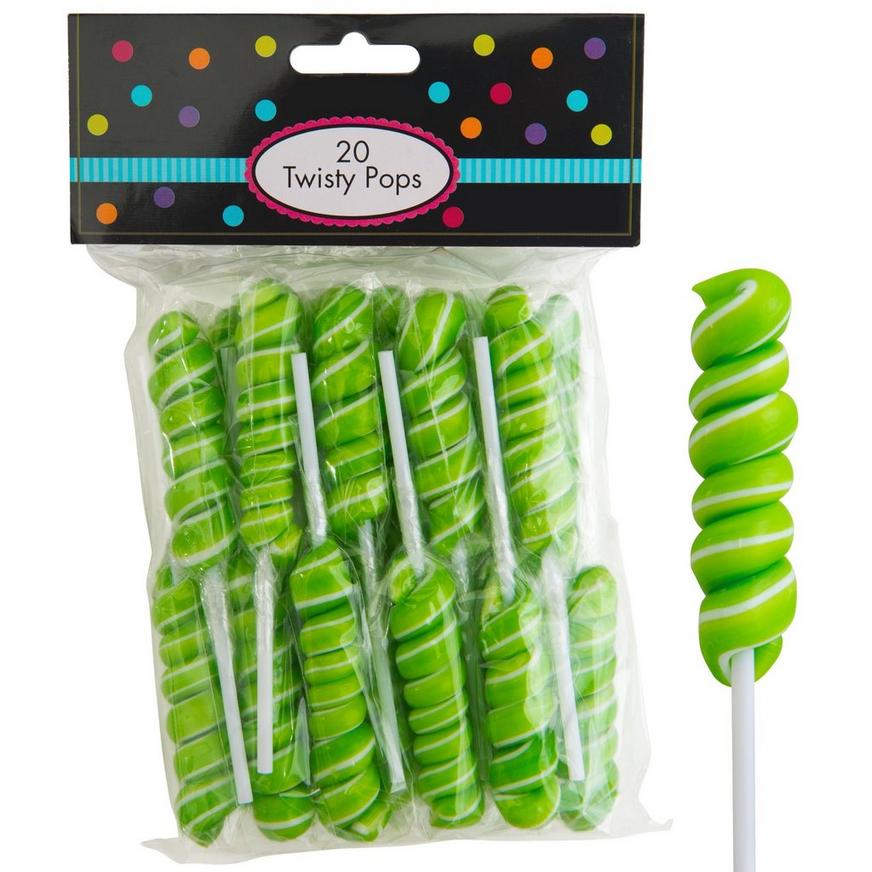 Kiwi Green Twisty Lollipops 20pc