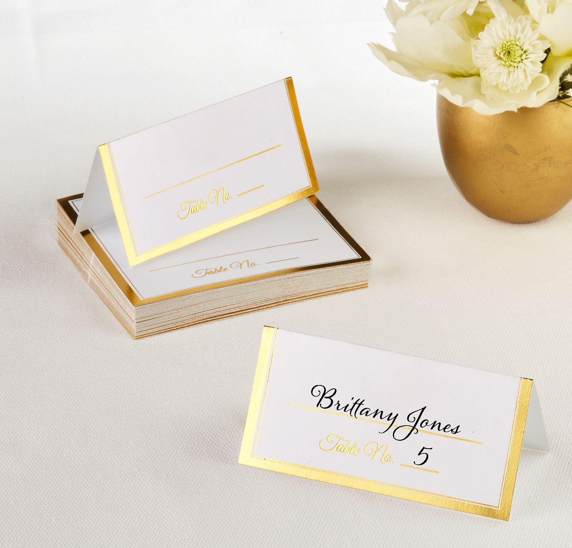 Durable Party Friendly Place Card with Gold Trim Tableware, Paper, 4 x 4, Pack of 50