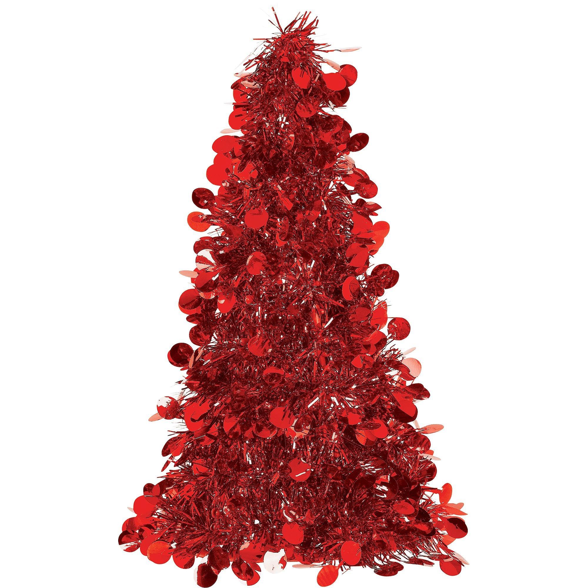 3D Small Red Tinsel Christmas Tree 10in Party City