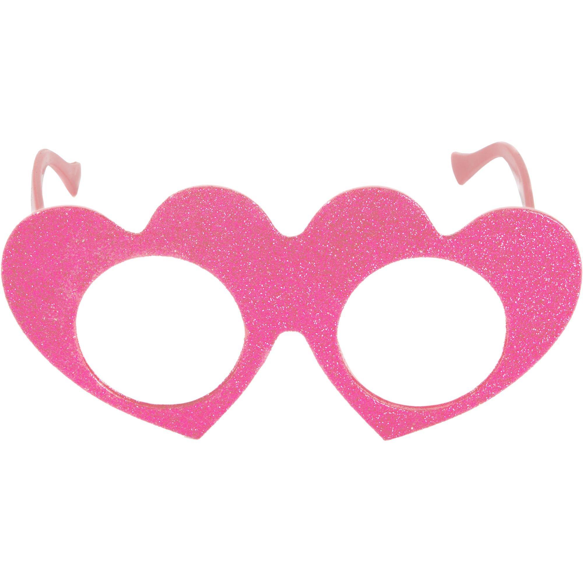 Pink Valentine's Day Glitter Glasses 6 1/4in x 3in Party City