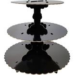Black 3-Tiered Cardboard Cupcake Stand, 11.5in x 14.25in