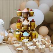Gold 3-Tiered Cardboard Cupcake Stand, 11.5in x 14.25in
