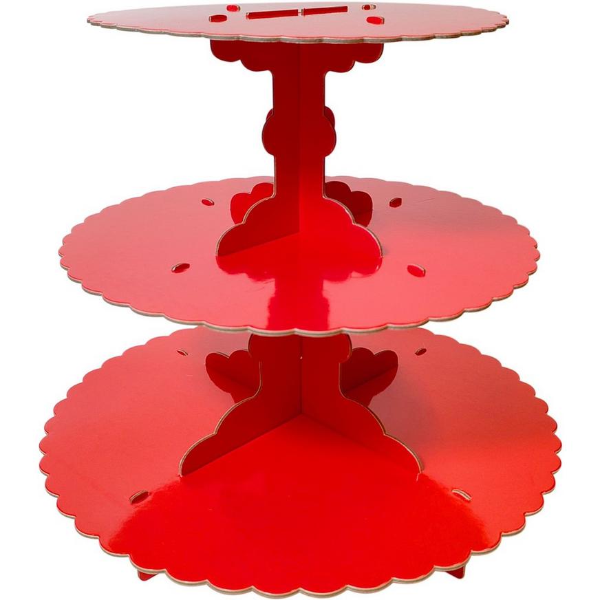 Red 3-Tiered Cardboard Cupcake Stand, 11.5in x 14.25in