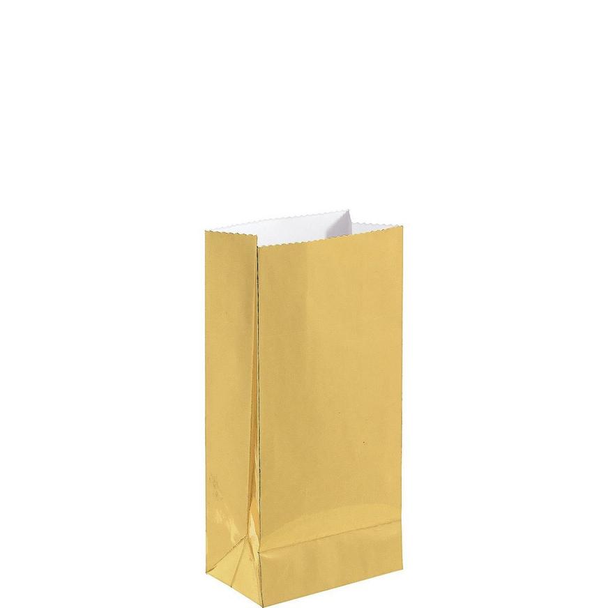 Mini Metallic Gold Paper Treat Bags 12ct