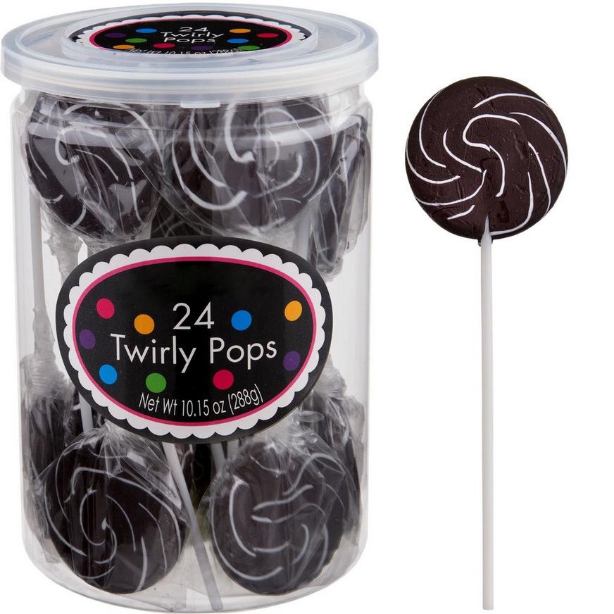 Black Swirly Lollipops 24pc