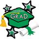 Green Star Graduation Cap Graduation Balloon, 31in