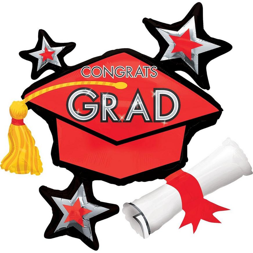 Red Star Graduation Cap Graduation Balloon, 31in