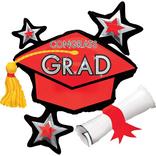 Red Star Graduation Cap Graduation Balloon, 31in