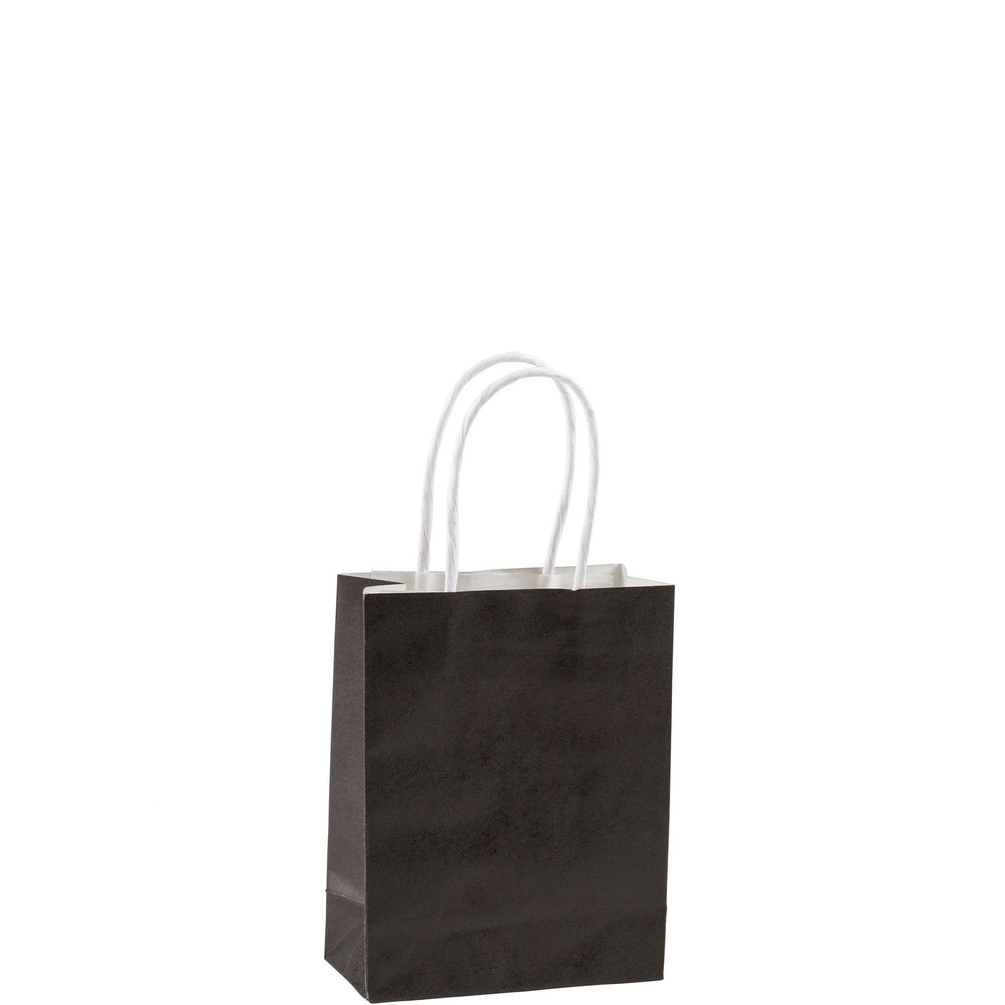 Road 5.25 x 3.25 x 8 Inches 100pcs Black Kraft Paper Bags with Handle,  Shopping Bag, Retail bag, Craft Bag, Merchandise Bag, Party Bag