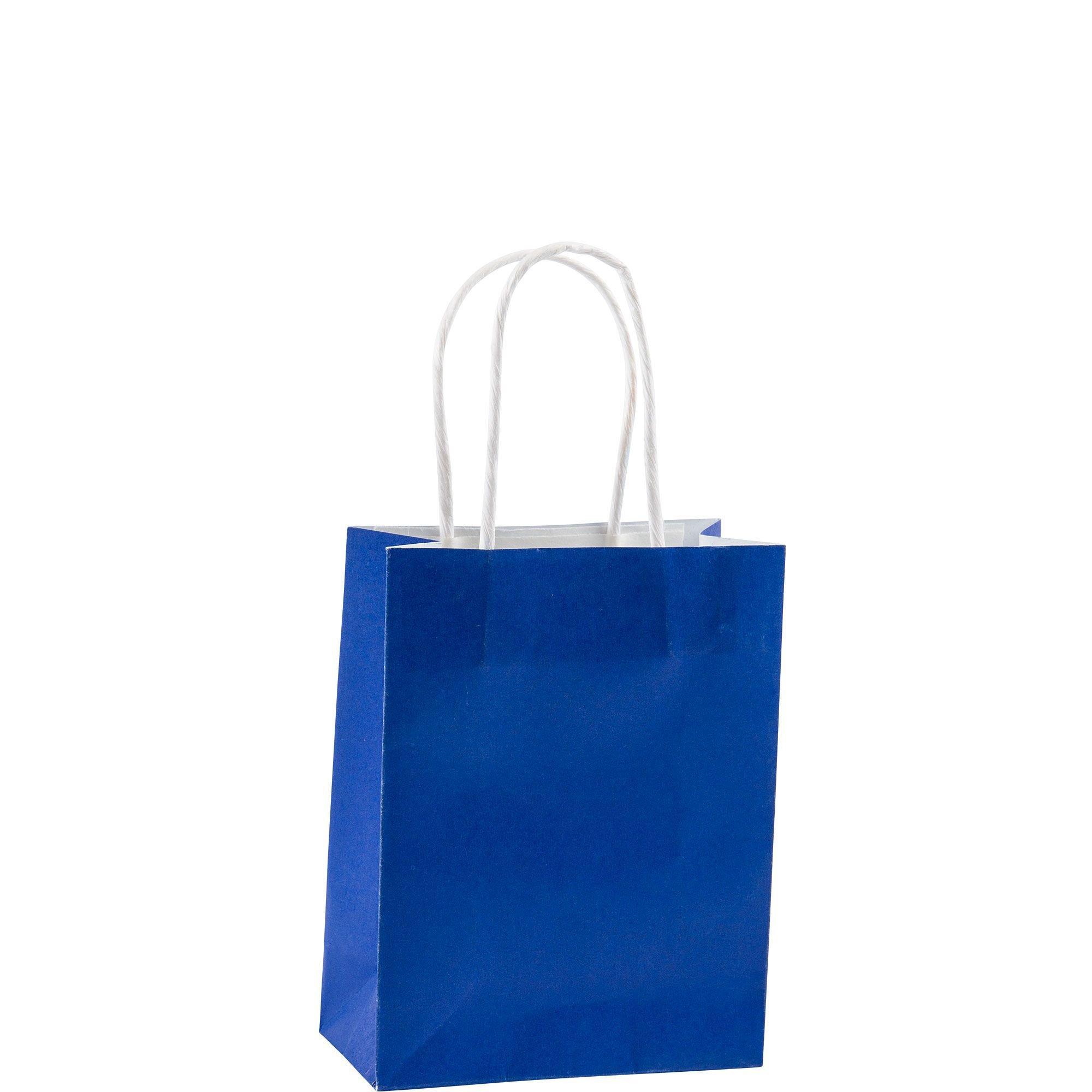 25-Pack Blue Gift Bags with Handles - Small Paper Treat Bags for