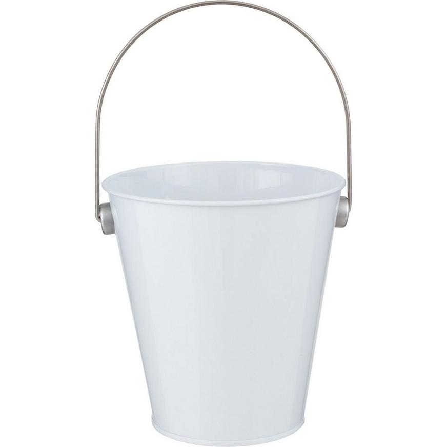 One Dozen White Pails Metal Favor Buckets and Craft Supply Holders 