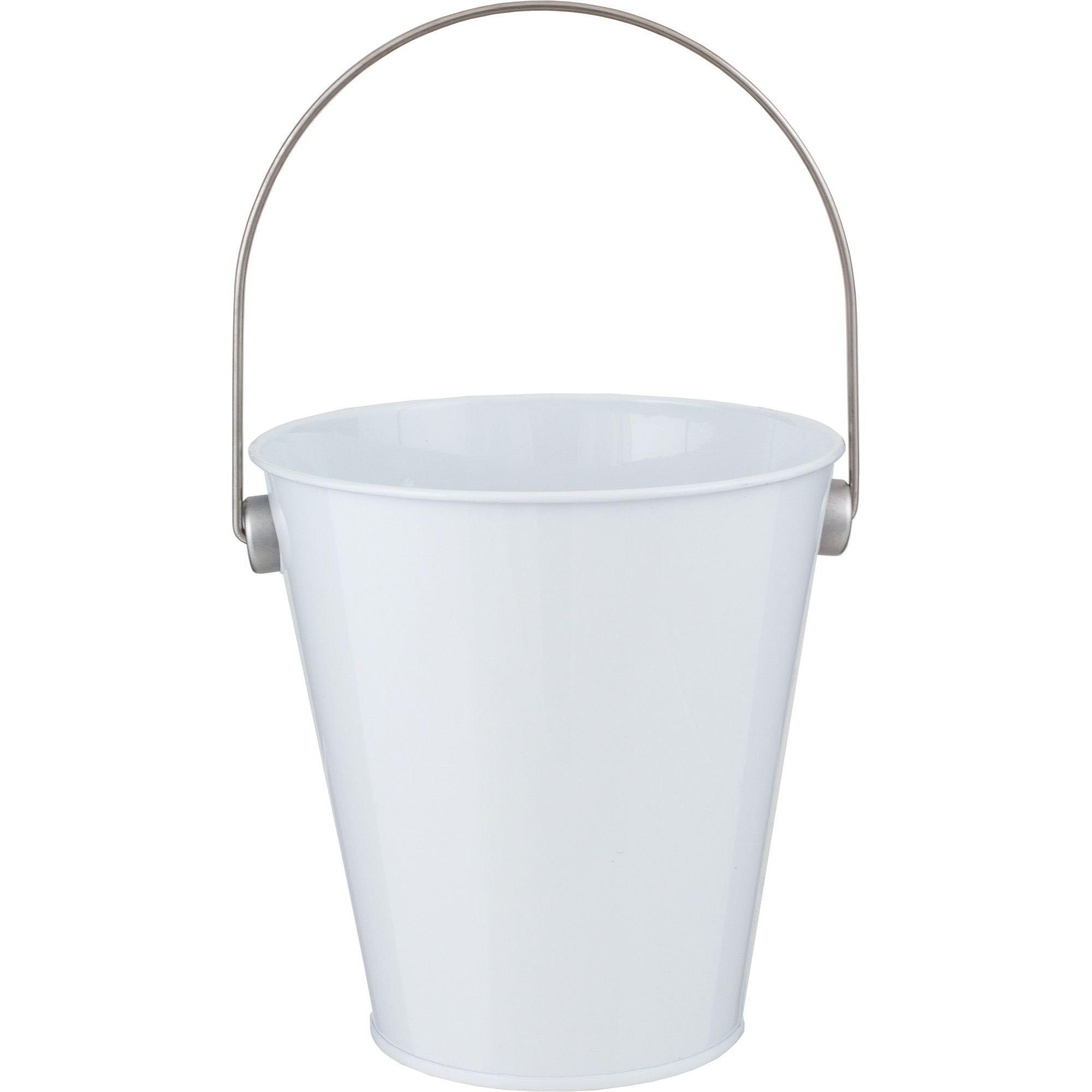 White Metal Favor Pail 4 1/4in x 4 1/2in