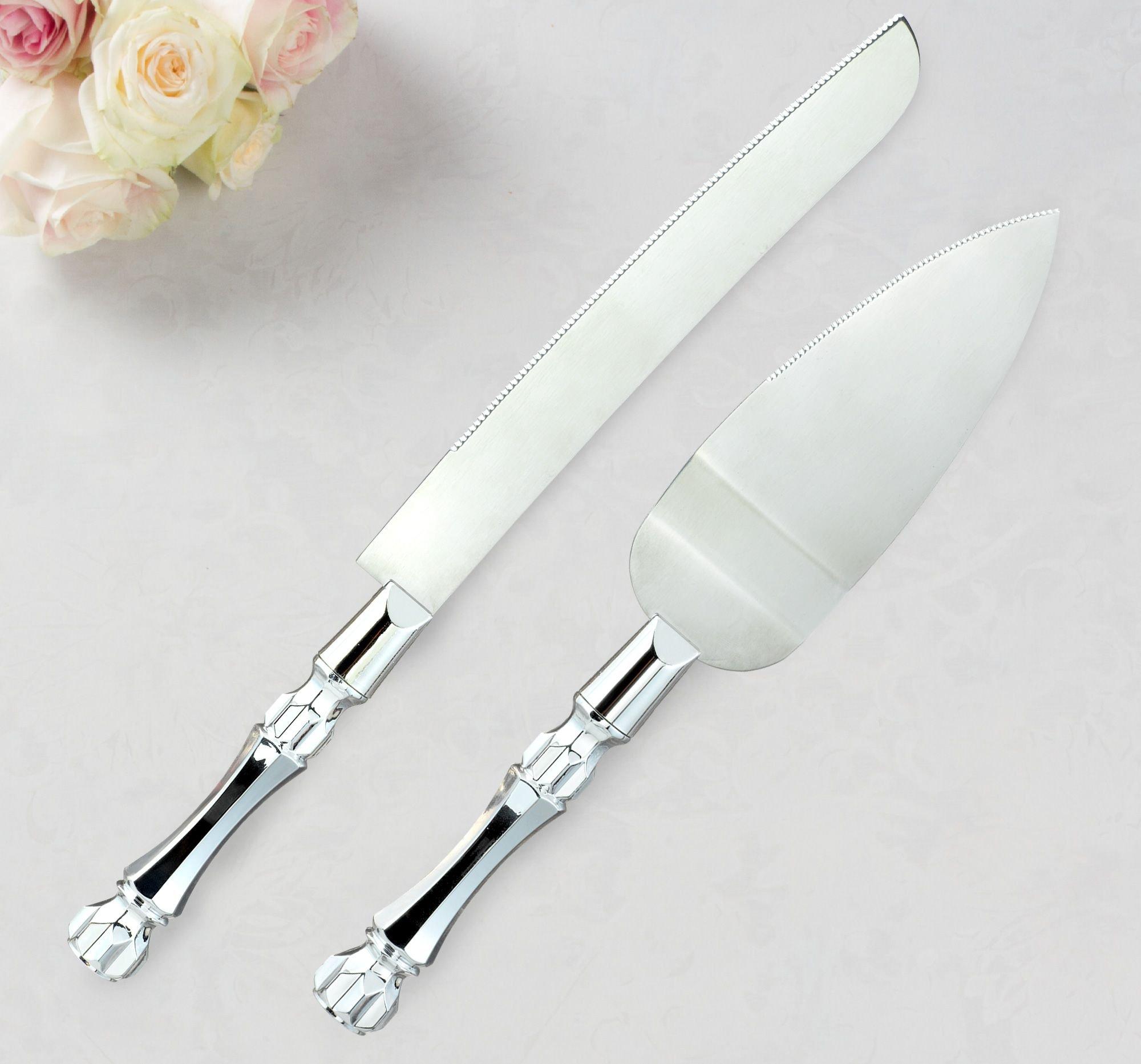 Silver Wedding Cake Knife Server Set Party City   C622032 Silver