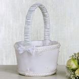White Pearl Flower Girl Basket