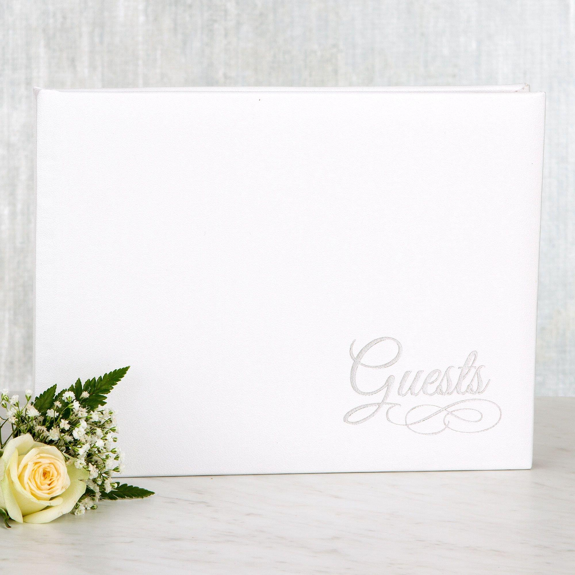 White Guest Book 6 1/8in x 8 1/8in Party City