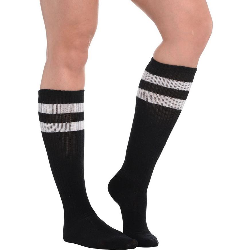 Black Stripe Athletic Knee-High Socks
