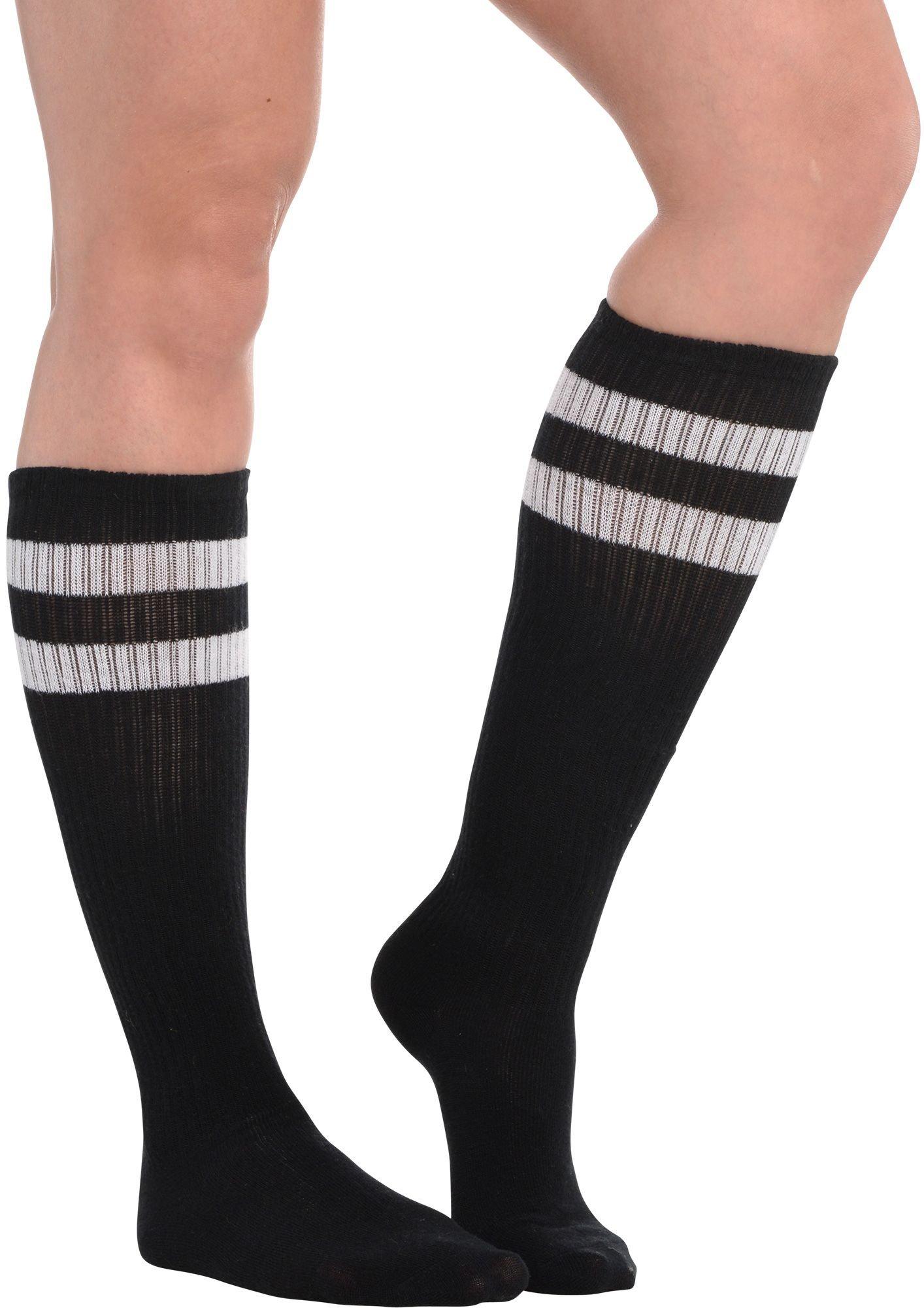 Black Stripe Athletic Knee-High Socks 19in | Party City