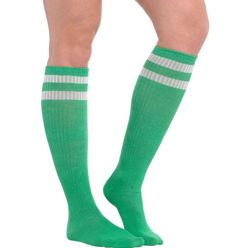 Green Stripe Athletic Knee-High Socks