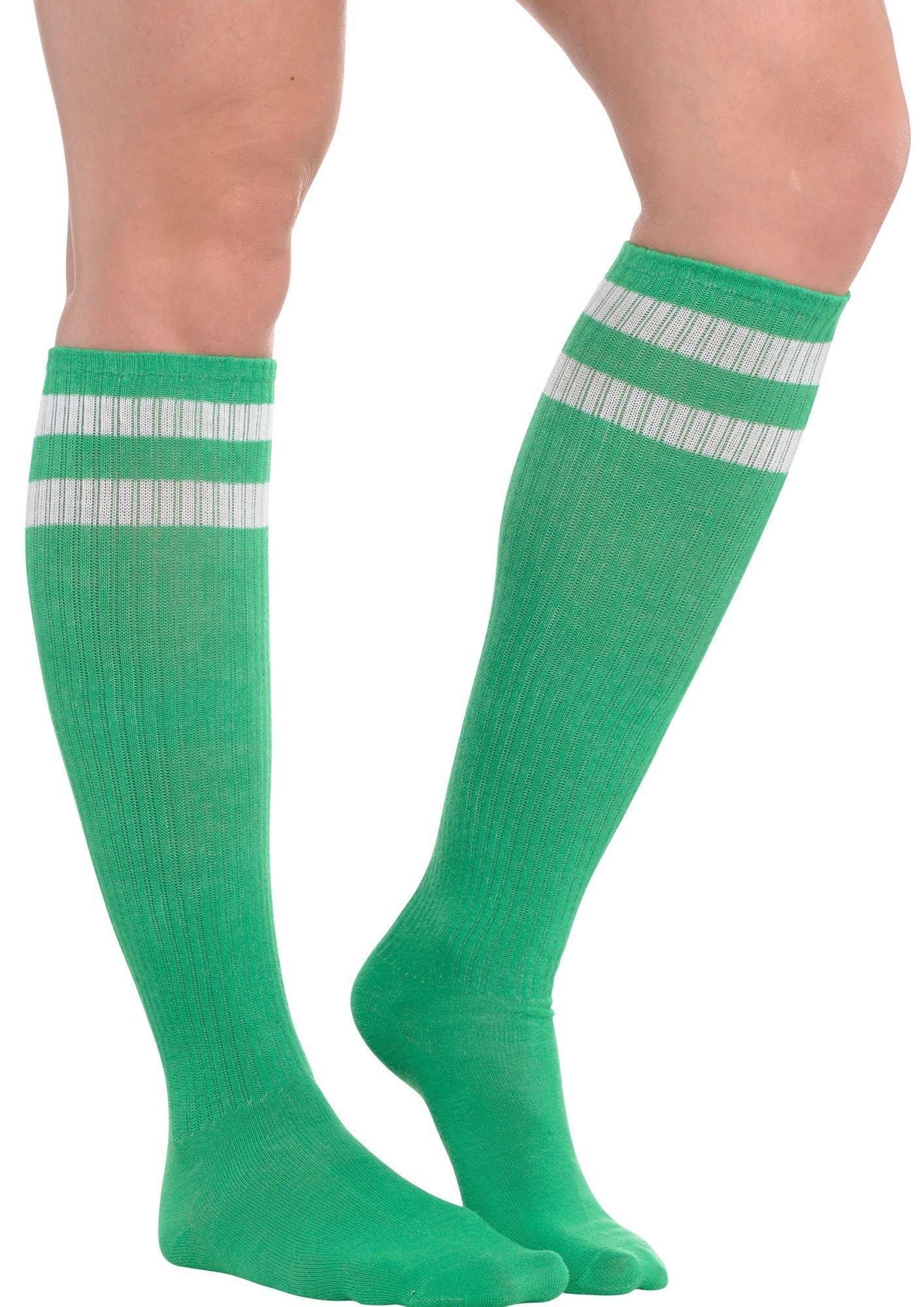 Green Stripe Athletic Knee-High Socks 19in | Party City