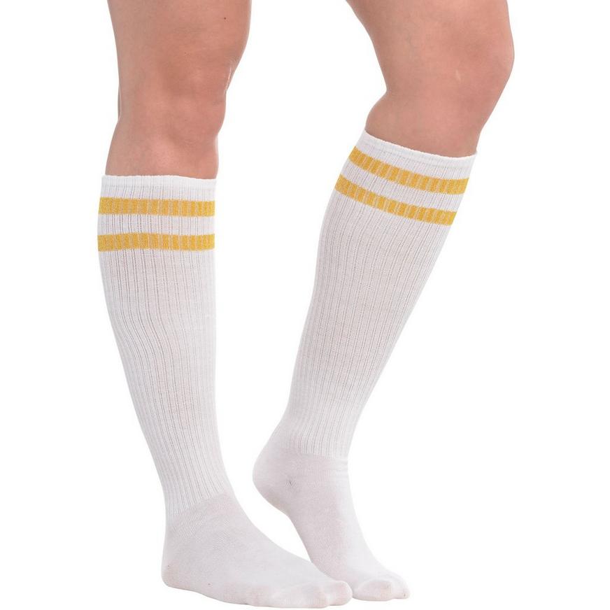 Gold Stripe Athletic Knee-High Socks