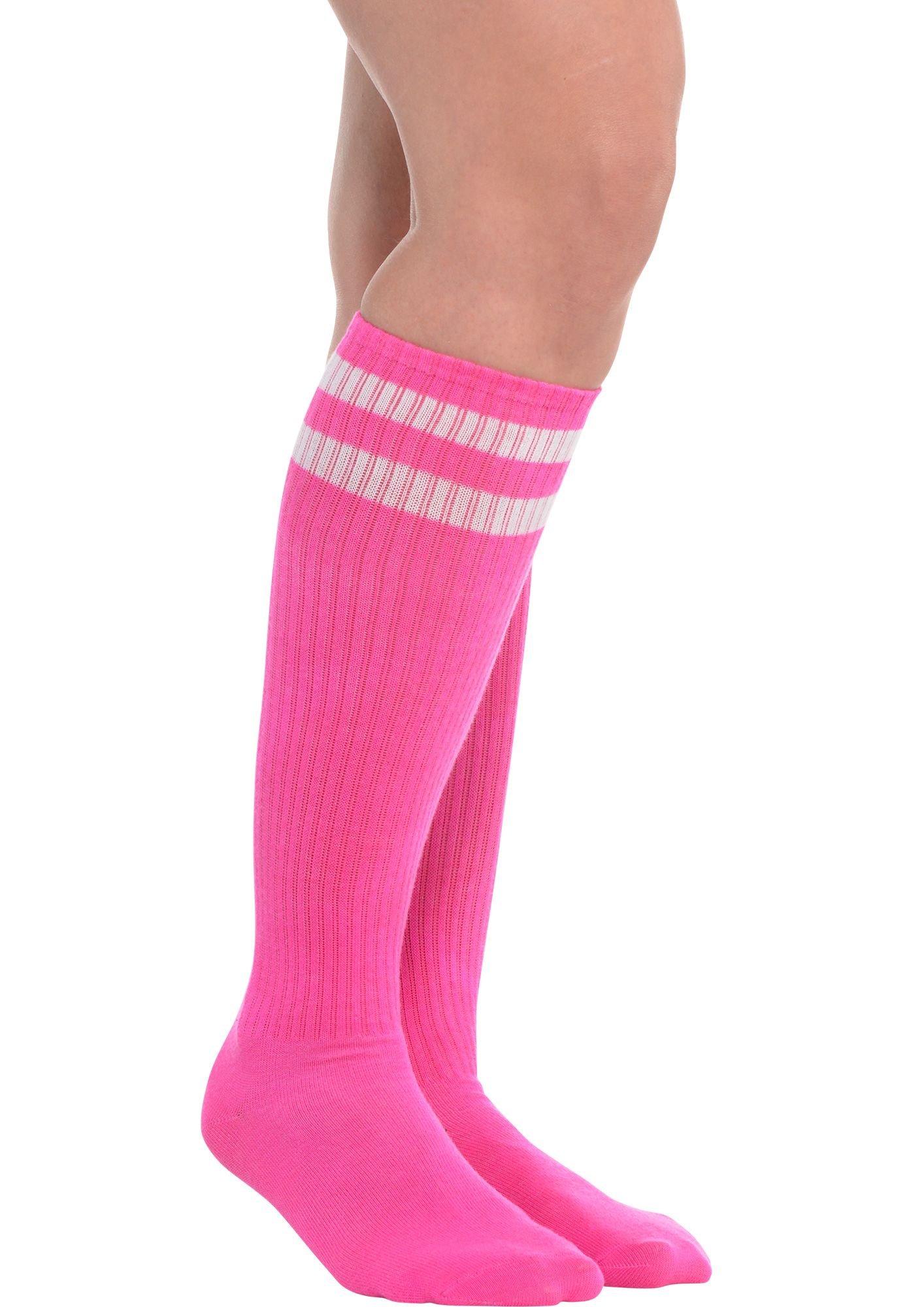 Pink Stripe Athletic Knee-High Socks