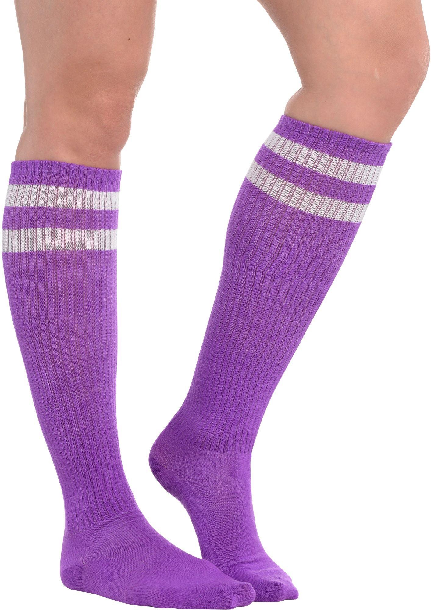 Purple with White Stripes Tube Socks -TS-6