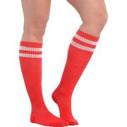 Red Stripe Athletic Knee-High Socks