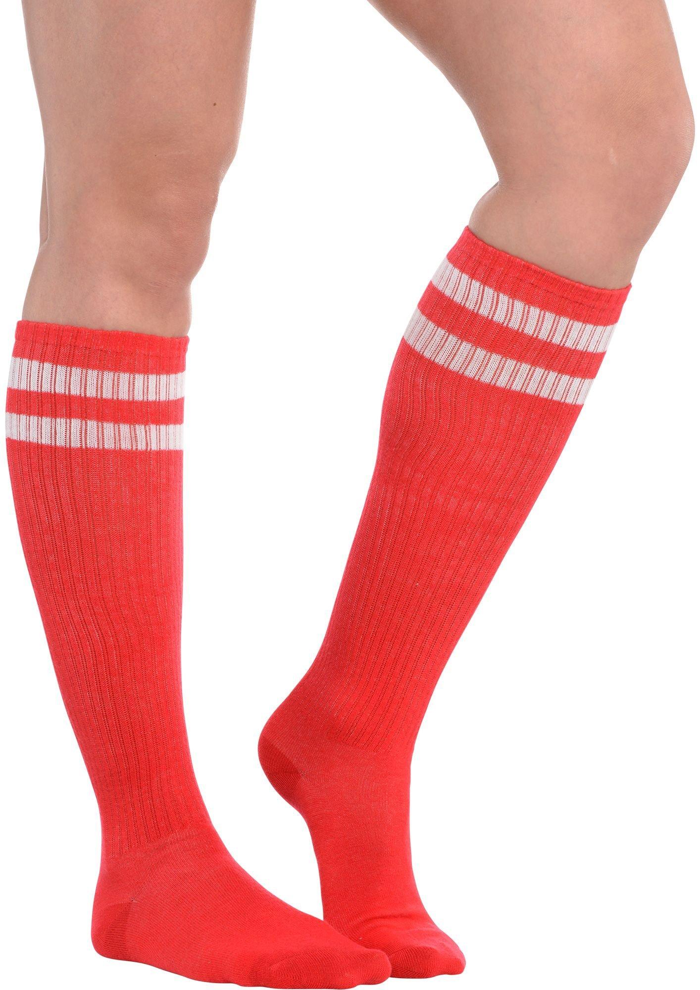 Red Stripe Athletic Knee High Socks 19in Party City