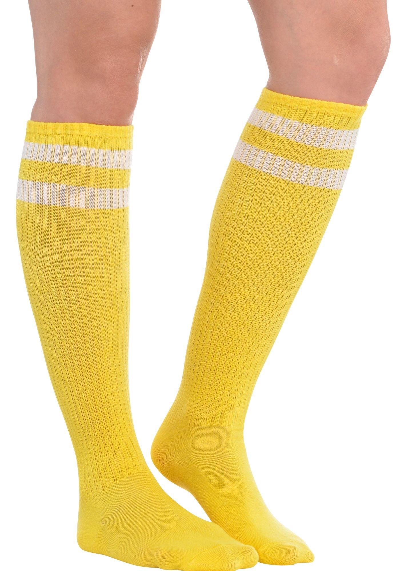 Yellow Stripe Athletic Knee-High Socks 19in