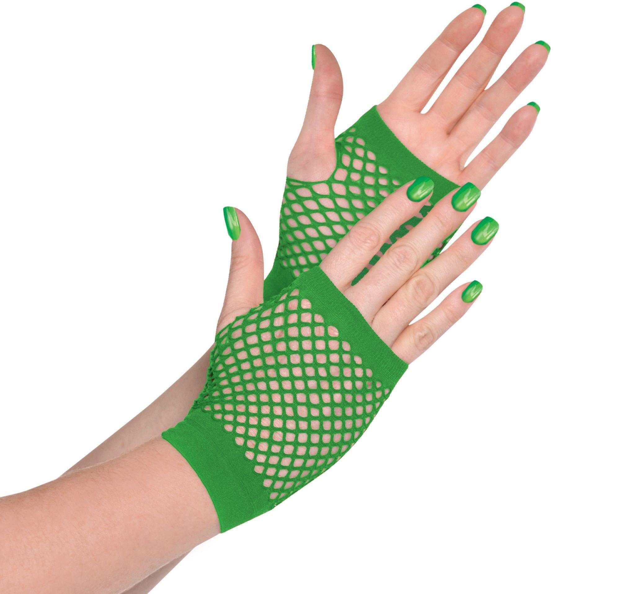 Neon Green Fishnet Gloves  Cool Costume Stuff - PartyWorld