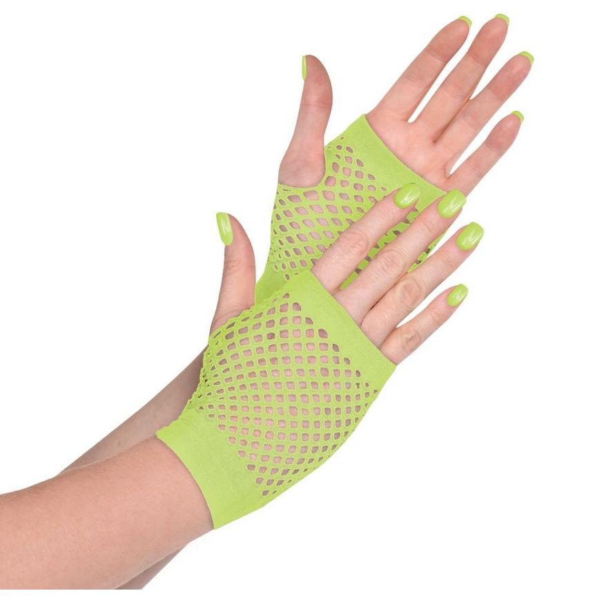 Neon Green Fishnet Glovelettes