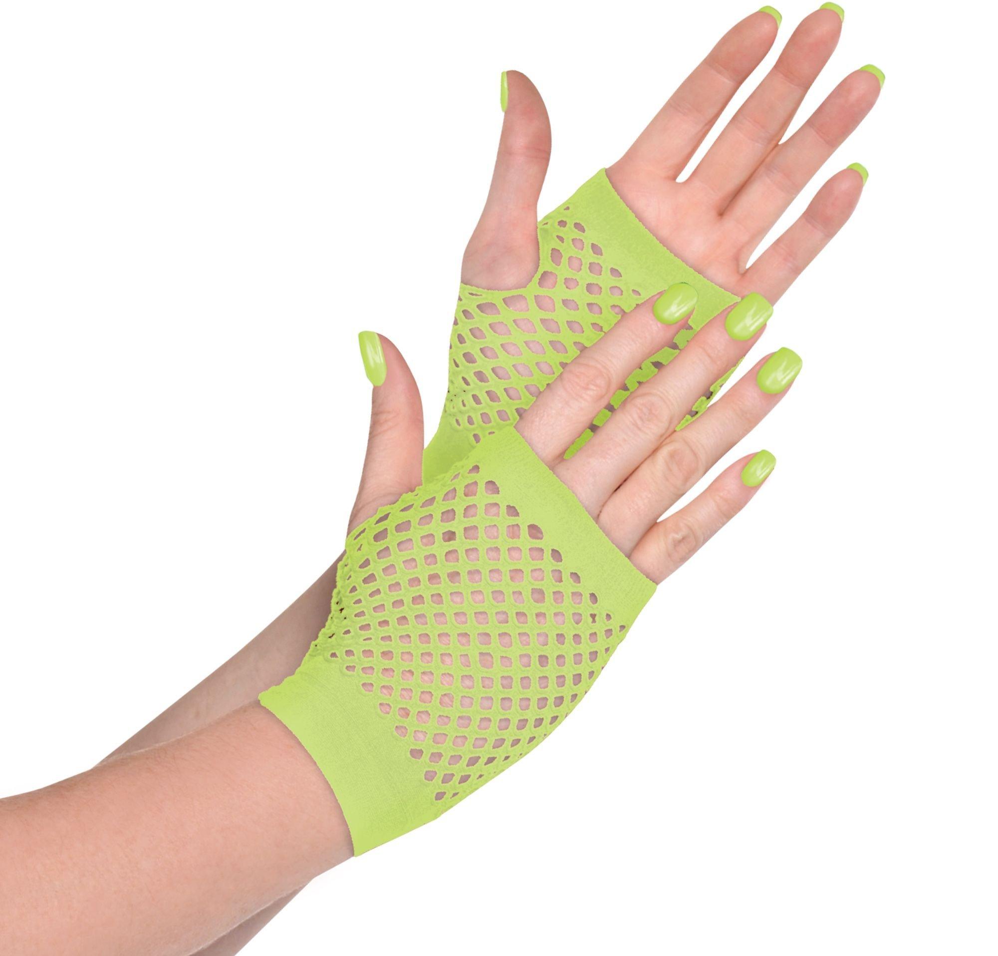 Neon Green Fishnet Glovelettes