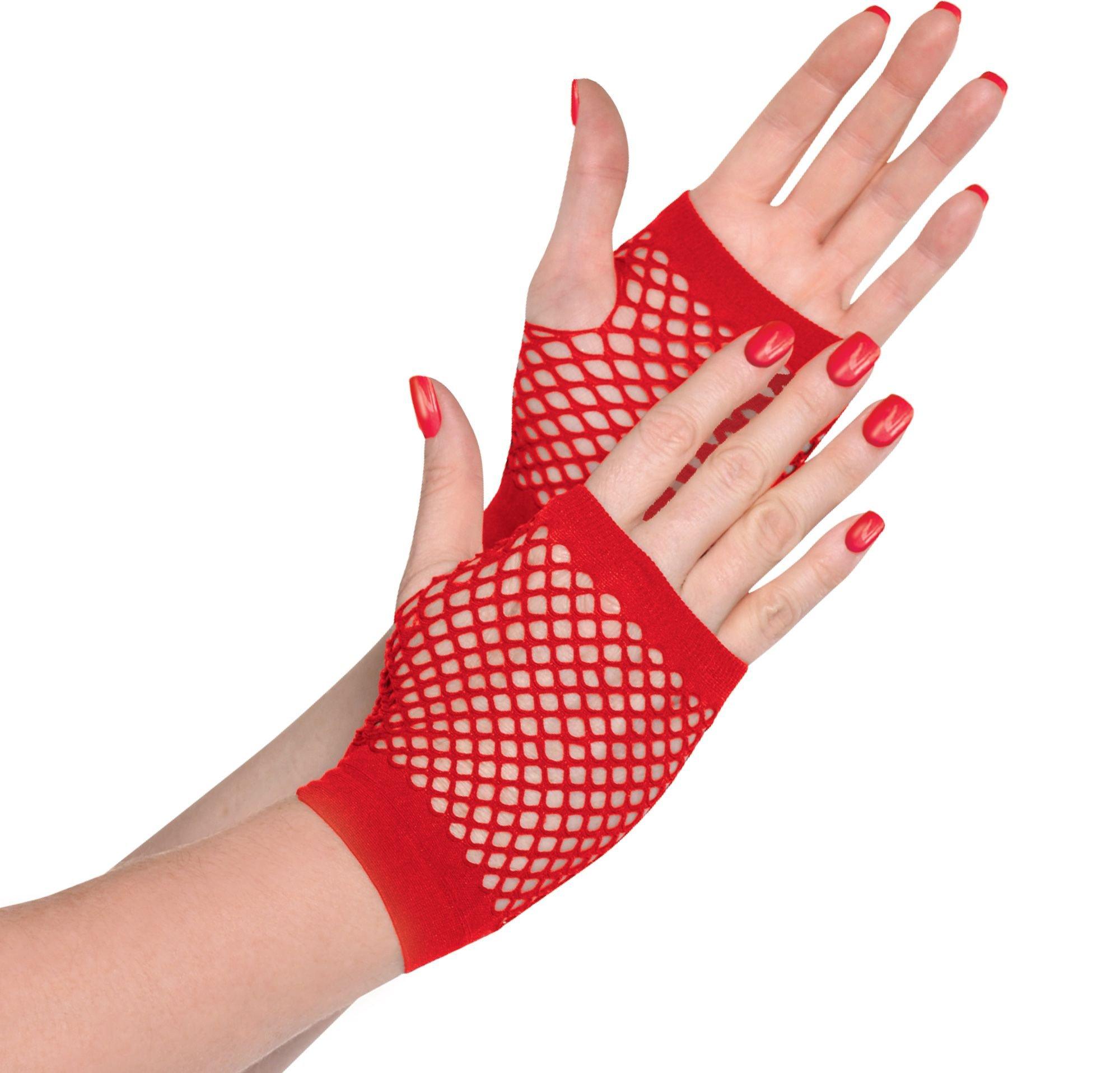 Amscan Gloves Short Fishnet Red