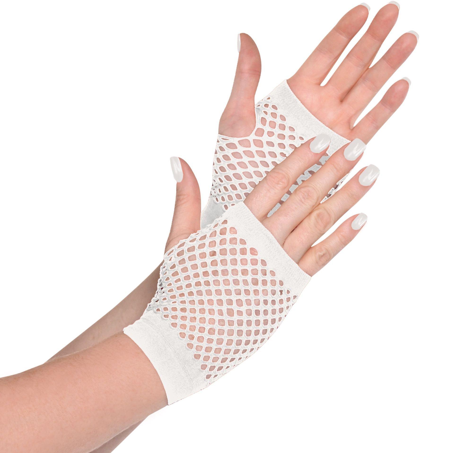 White Fishnet Glovelettes