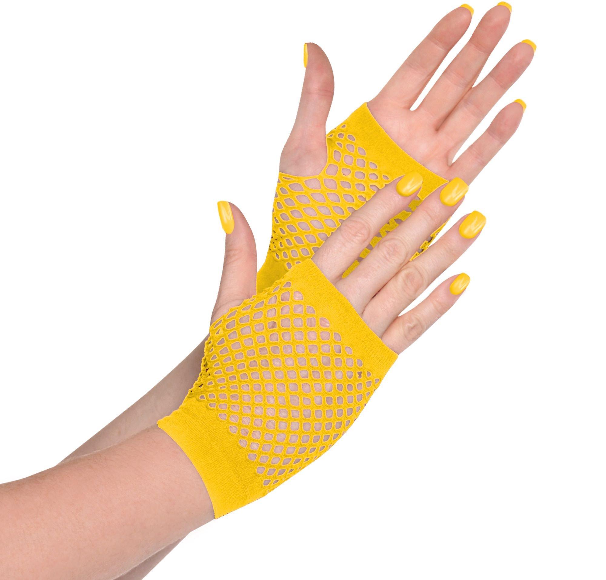 Yellow Fishnet Glovelettes Party City