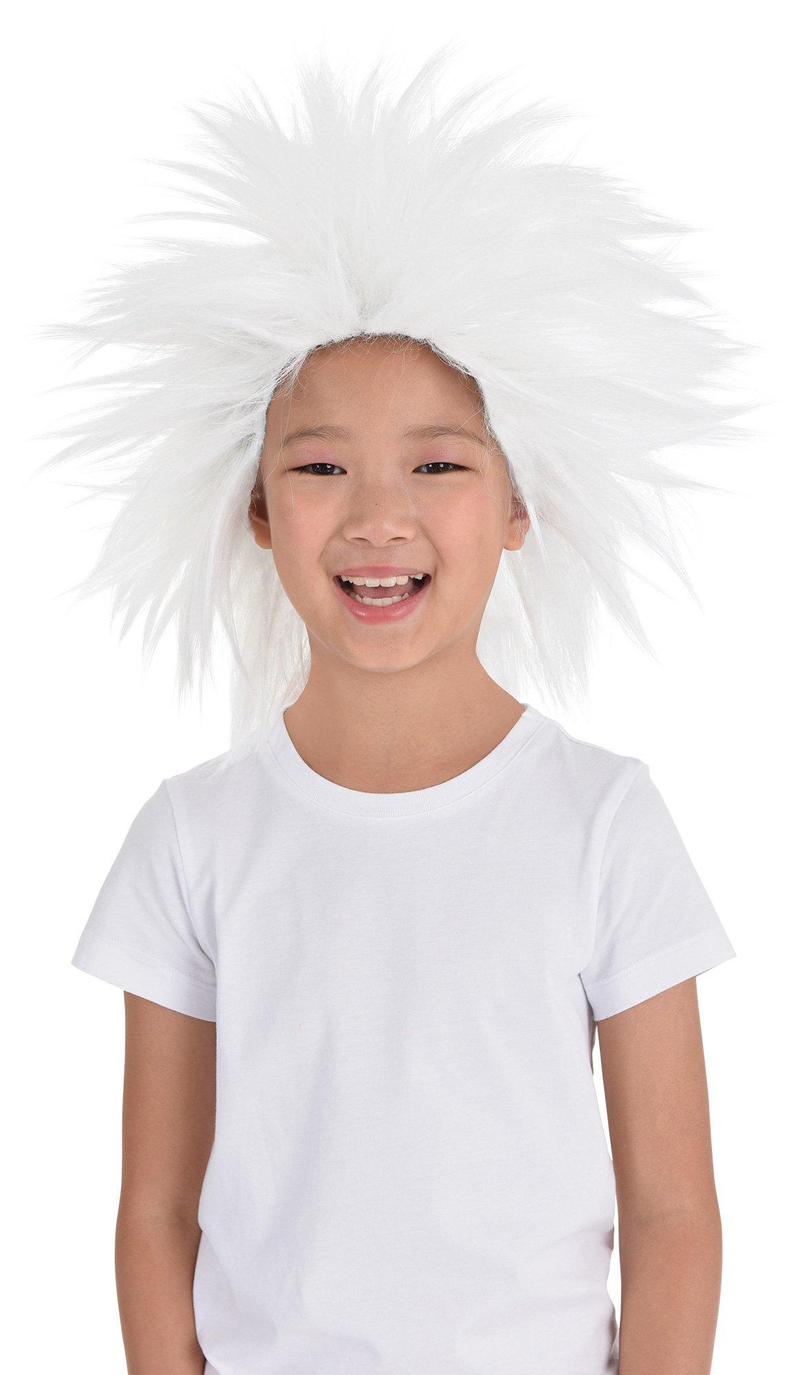 Child deals white wig