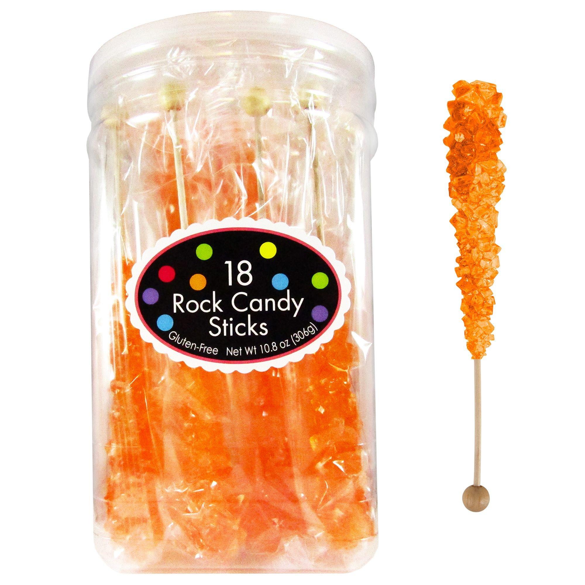 Orange Rock Candy Sticks, 18ct